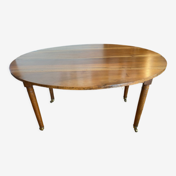 Shuttered table in blond walnut, spindle legs, for 6 people