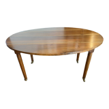 Shuttered table in blond walnut, spindle legs, for 6 people