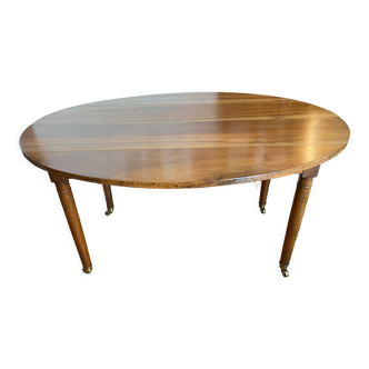 Shuttered table in blond walnut, spindle legs, for 6 people