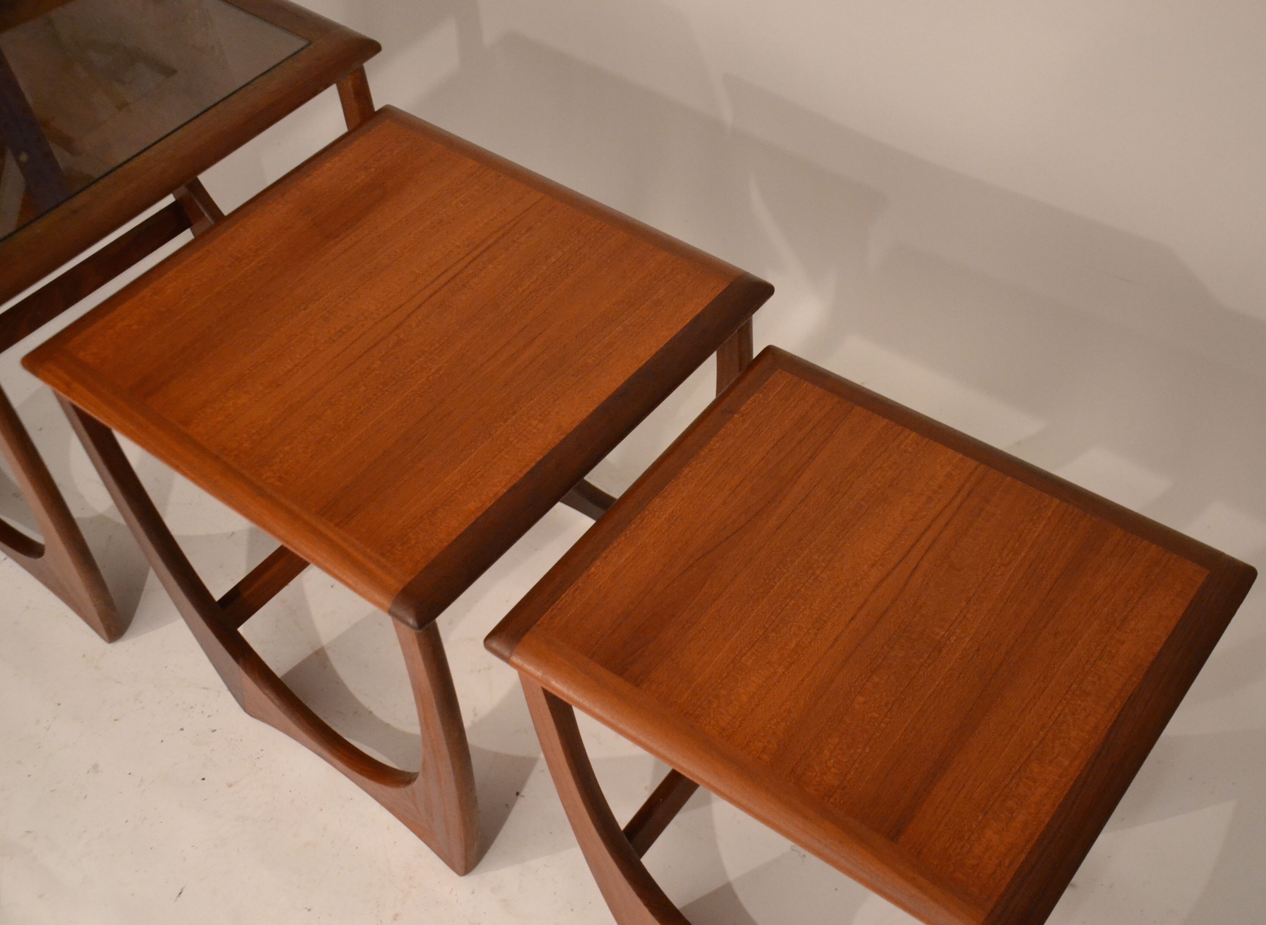Nesting tables in teak and glass Gplan edition
