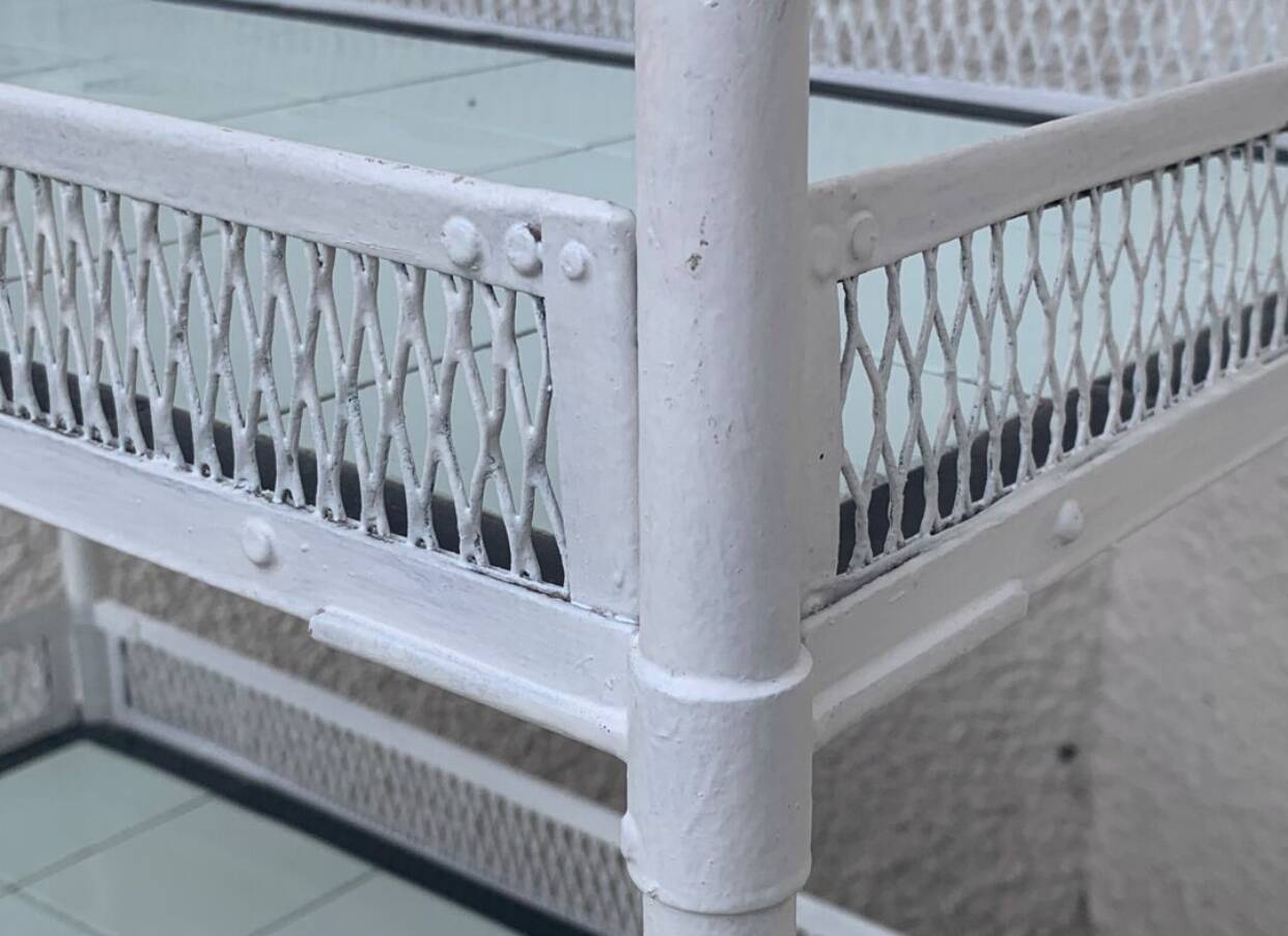 Vintage metal dessert trolley, openwork, 1950s.
