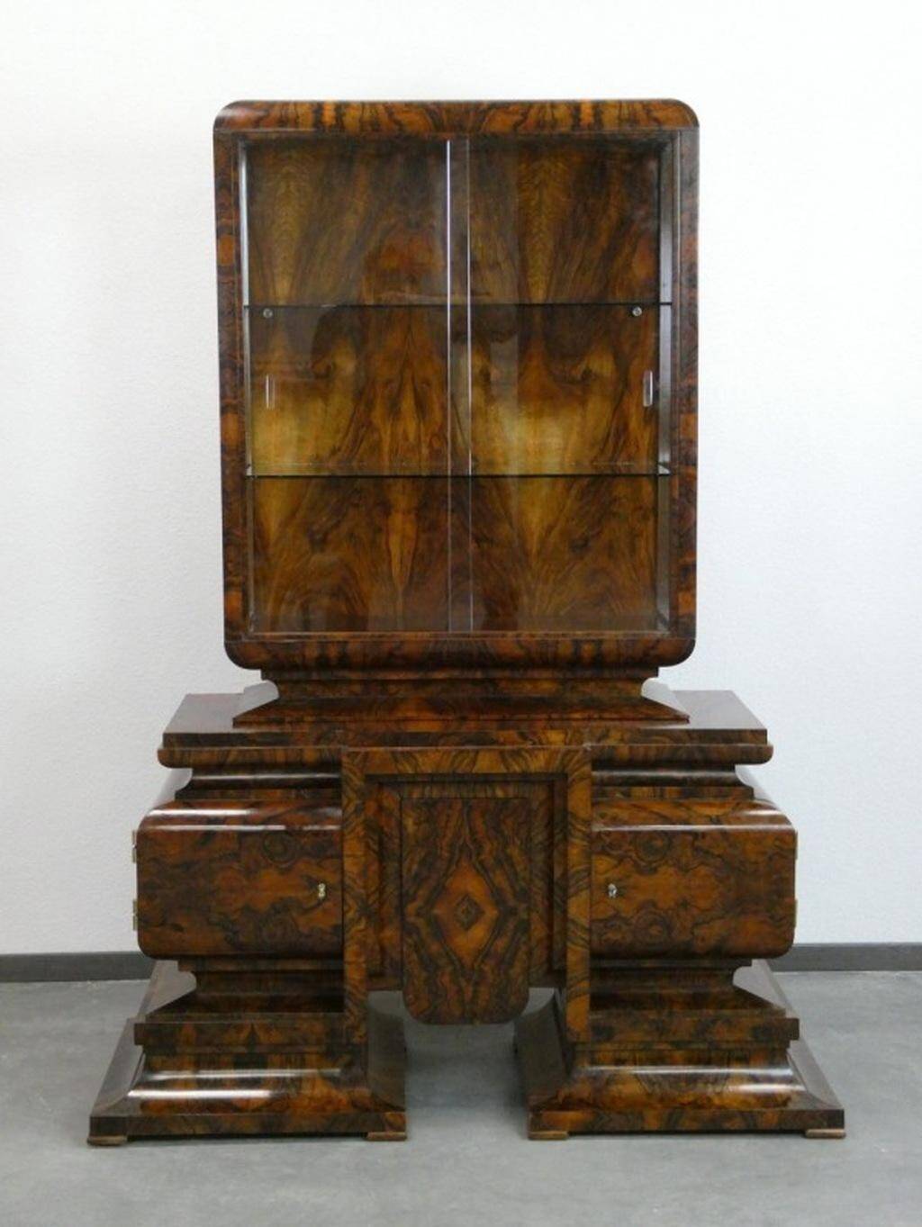 Art Deco Display Cabinet in Walnut