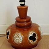 Vintage French 1960s standard lamp base in brown and cream ceramic 3462