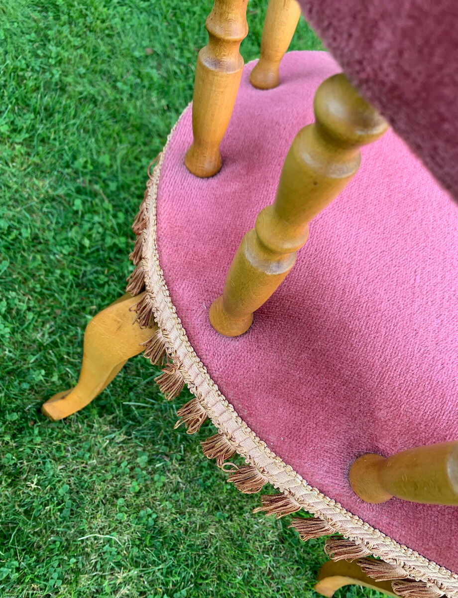 Fauteuil gondole rose à frange