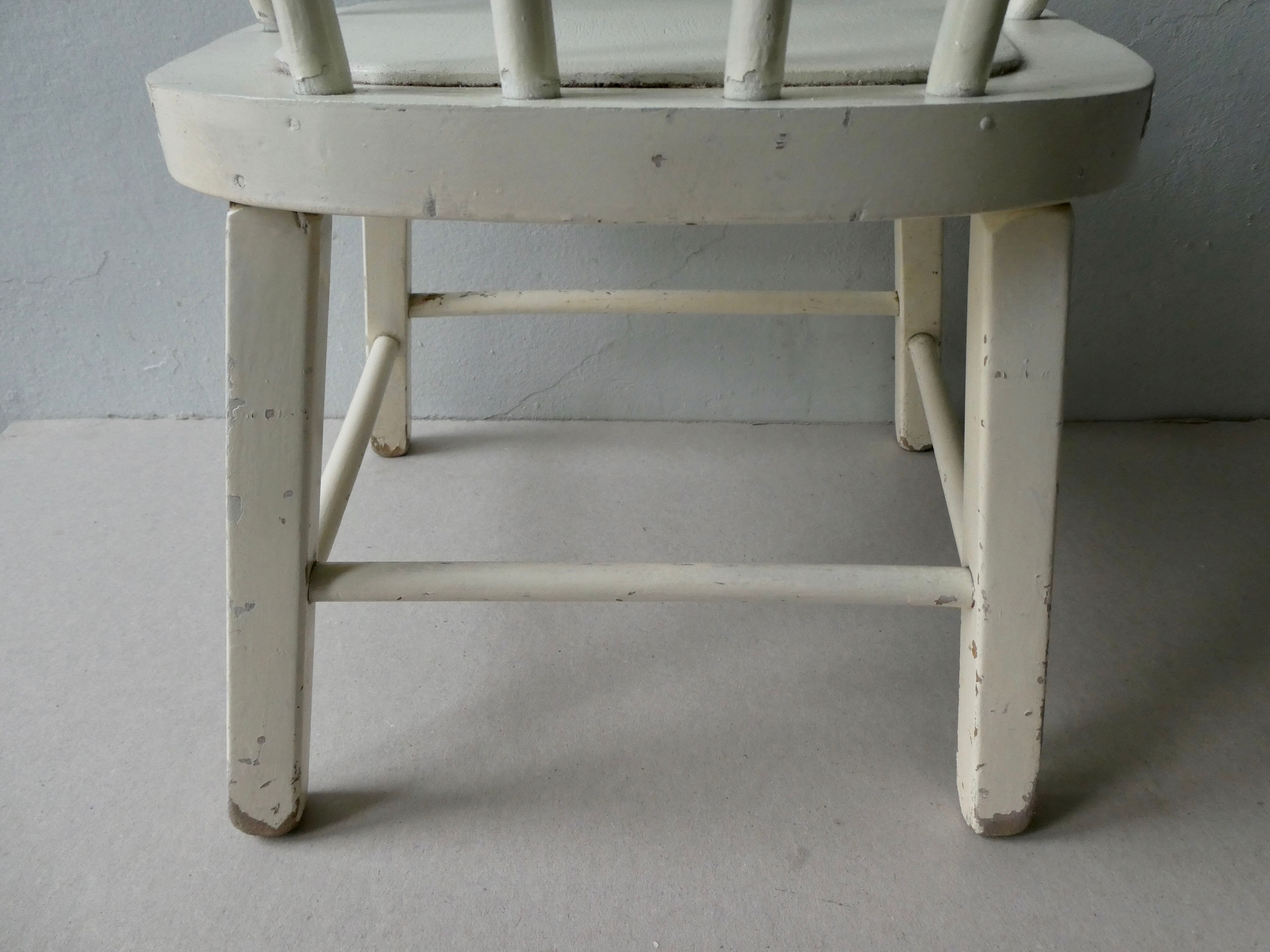Wooden children's chair, white patina, 60s