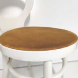 Baumann bistrot mouette chair in white wood and yellow velvet