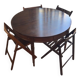 Antique cherry wood extendable round table + 4 chairs