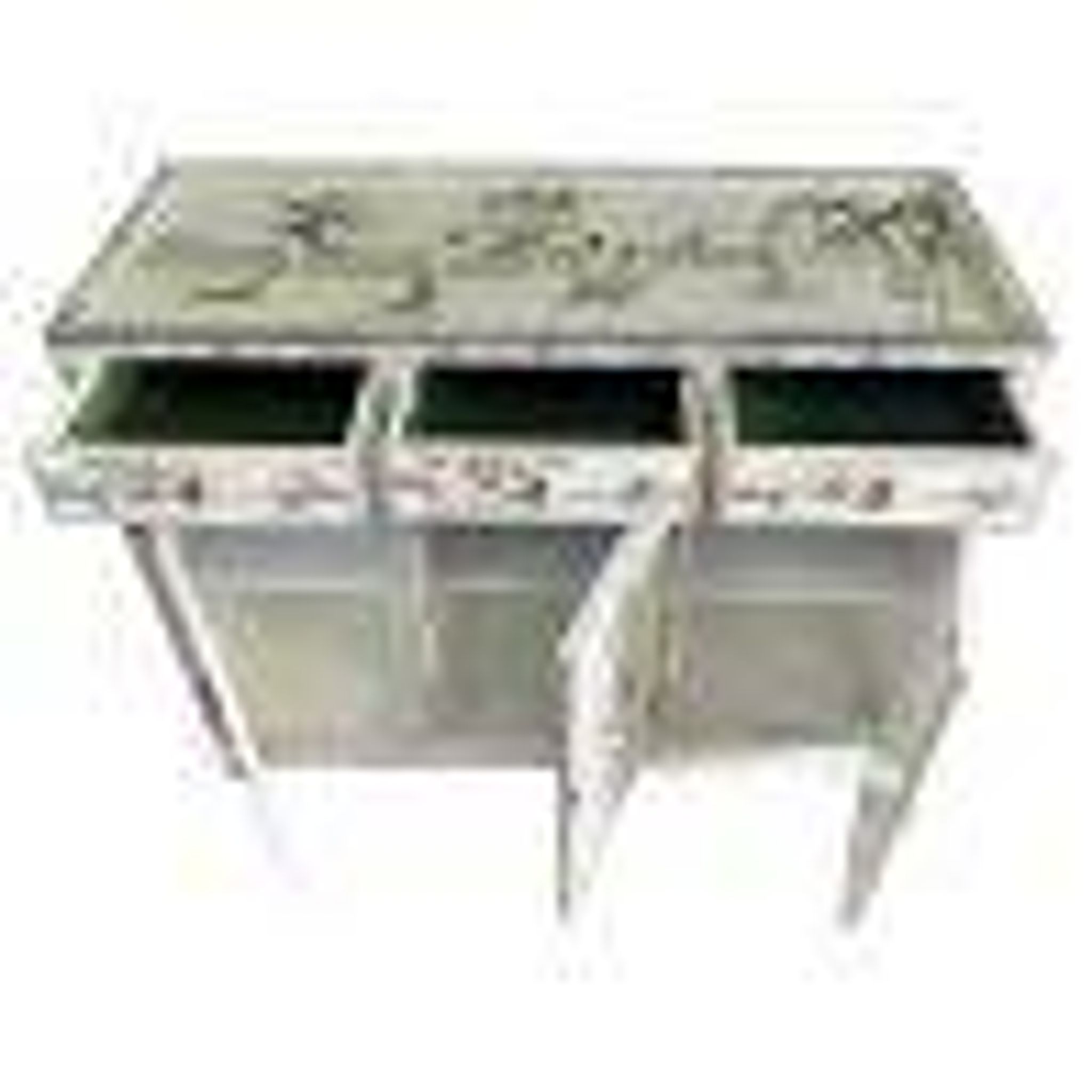 White lacquered Chinese sideboard with mother-of-pearl geisha decorations.