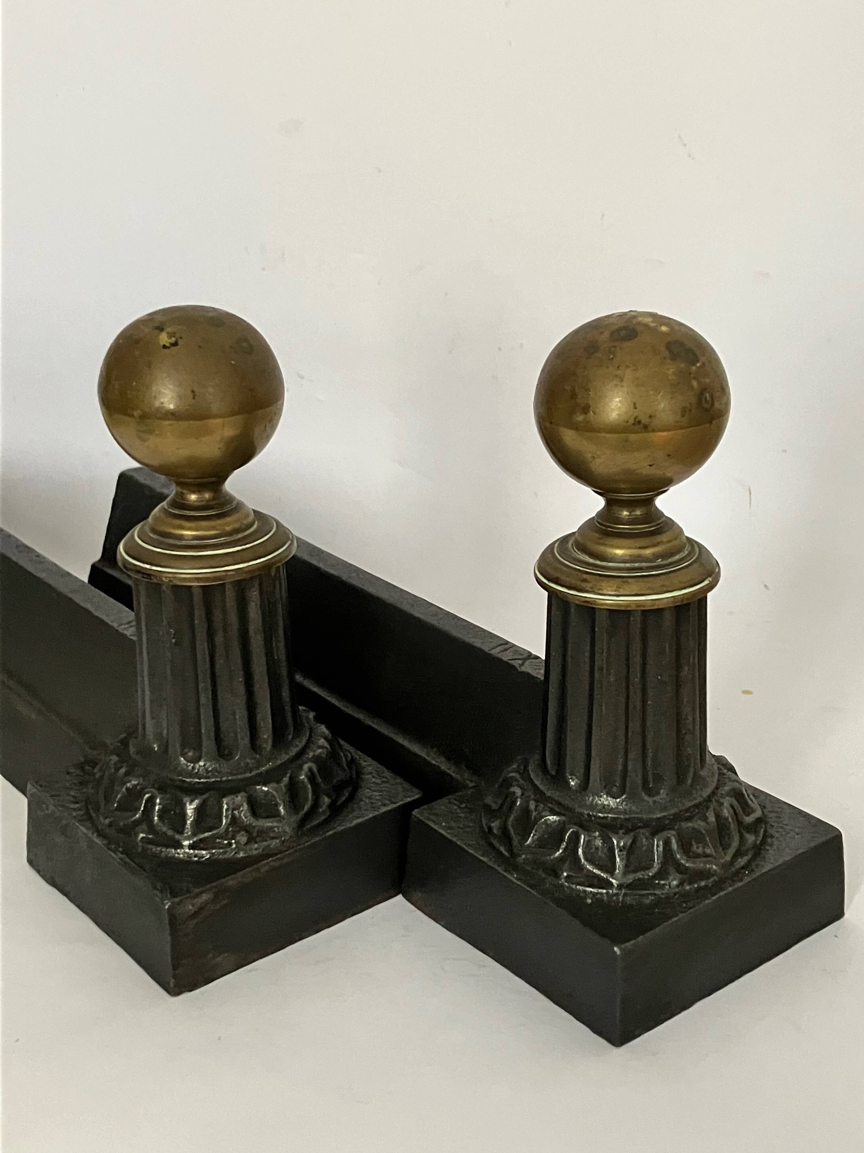 Pair of neo-classical andirons