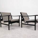 2x wooden Scandinavian arm chairs