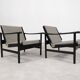 2x wooden Scandinavian arm chairs