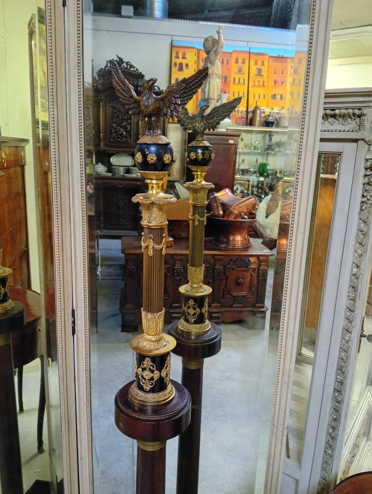 colonne en acajou et bronze doré, surmontée d’un aigle – époque Empire