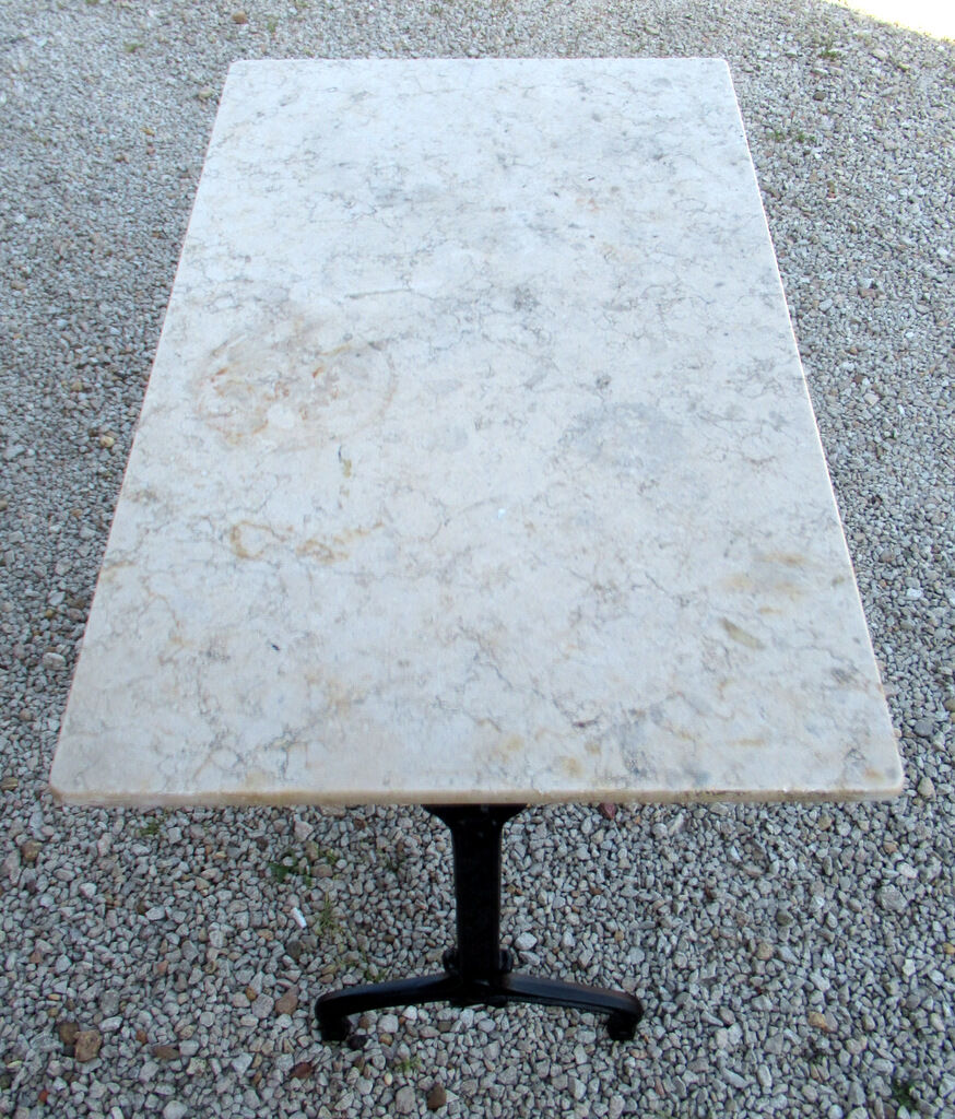 Bistro table, 1900, cast iron foot and marble top.
