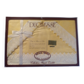 Old yellow and white lace bedding set from the Duchesse brand, 100% cotton