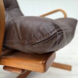 1970s, Danish armchair by Komfort, furniture leather, canvas, bent wood.