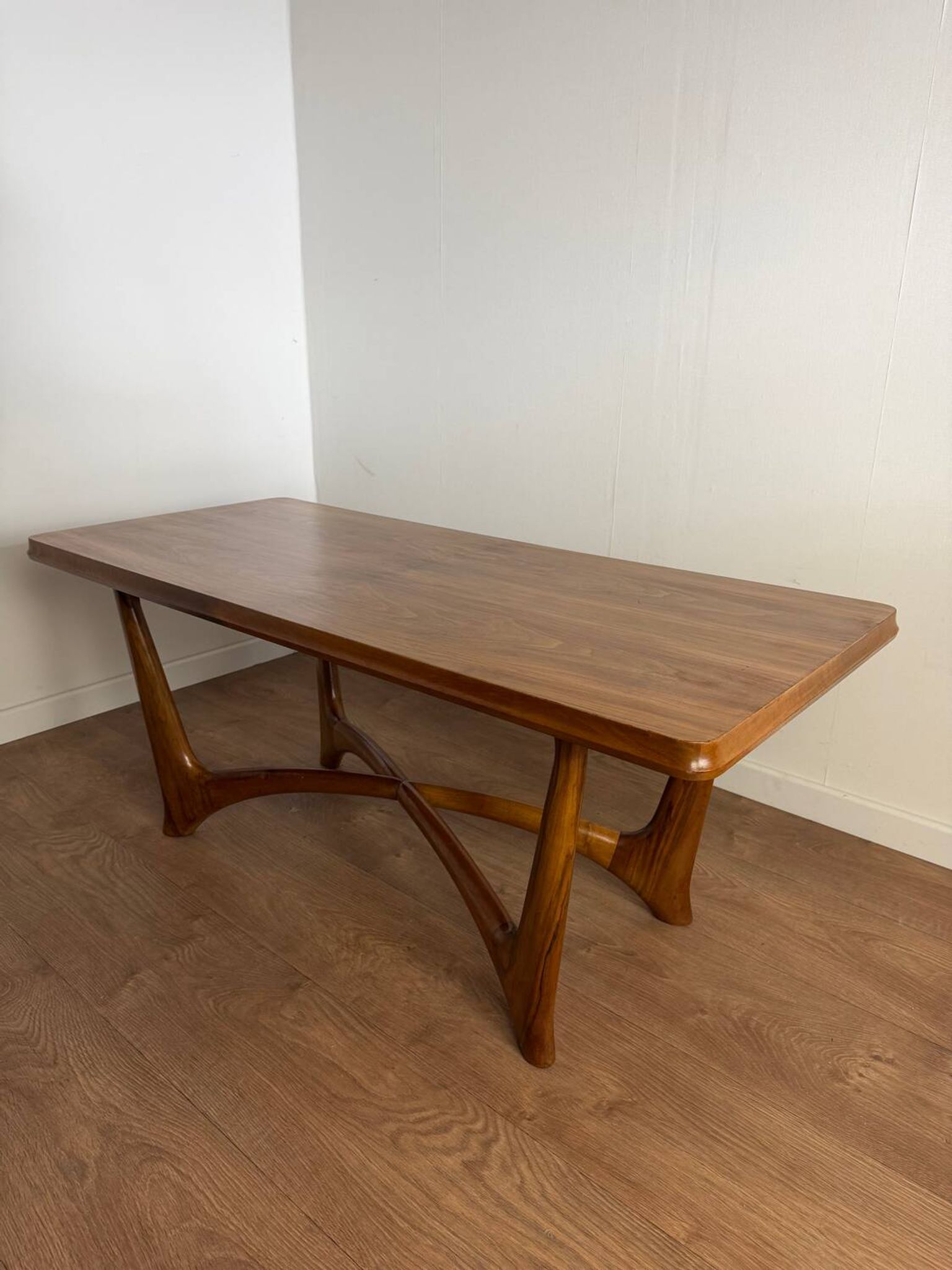Vintage wooden coffee table – sculptural base
