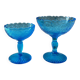 Art Deco pressed glass collection, sugar bowls turquoise