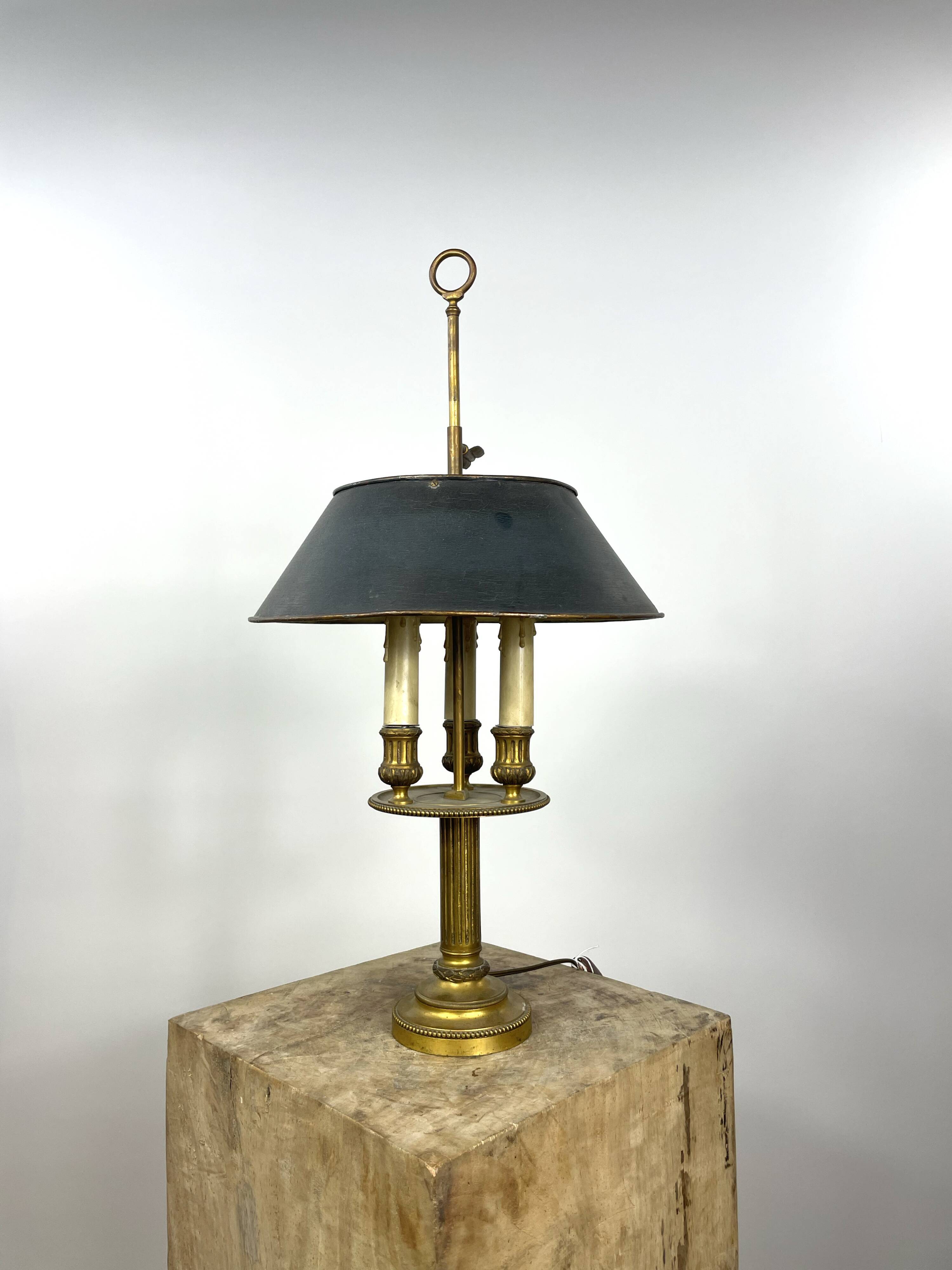 Lamp bouillotte bronze and brass Louis XVI style