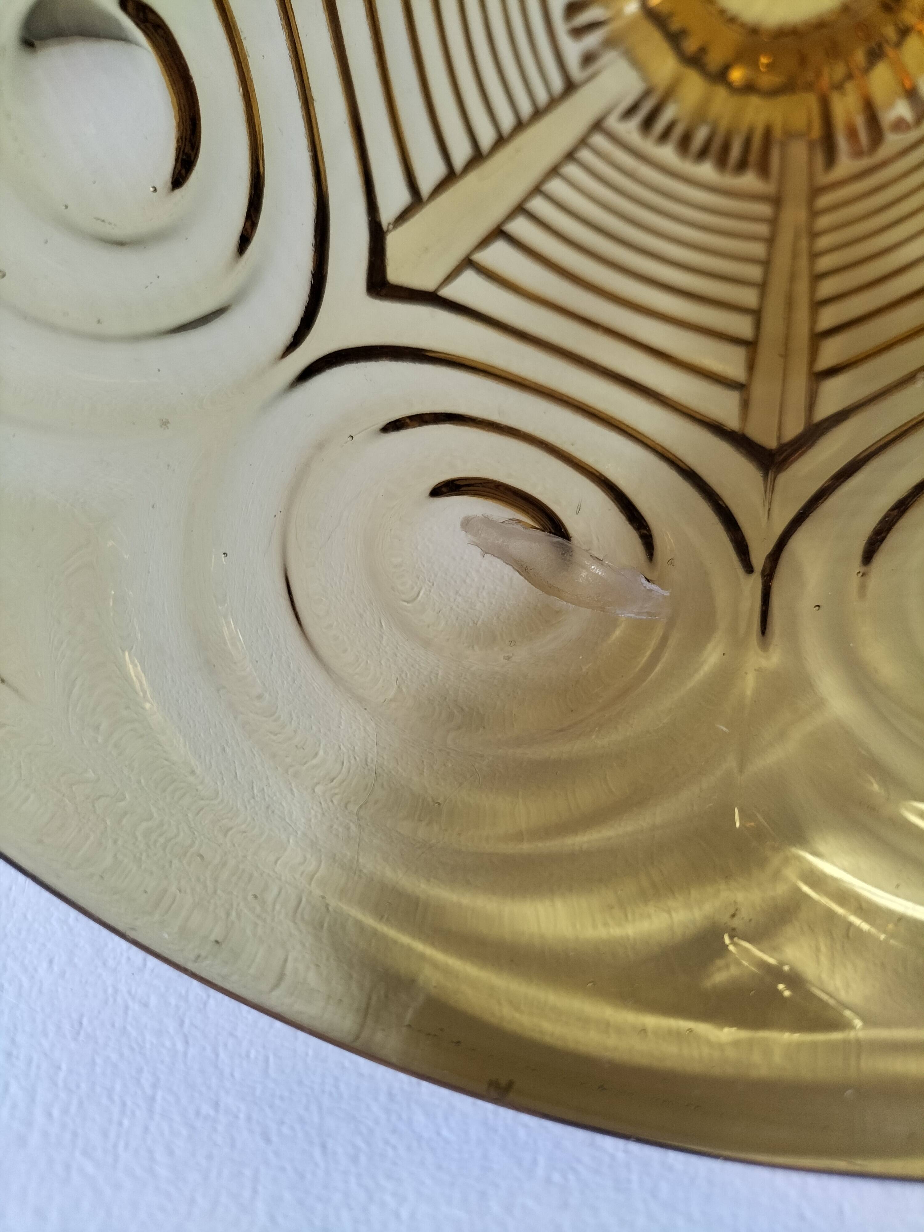 Art Deco vase in molded pressed glass, amber color