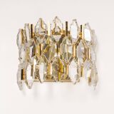 Pair of wall sconces in gilded brass and crystal by Palwa, Germany, 1970s.