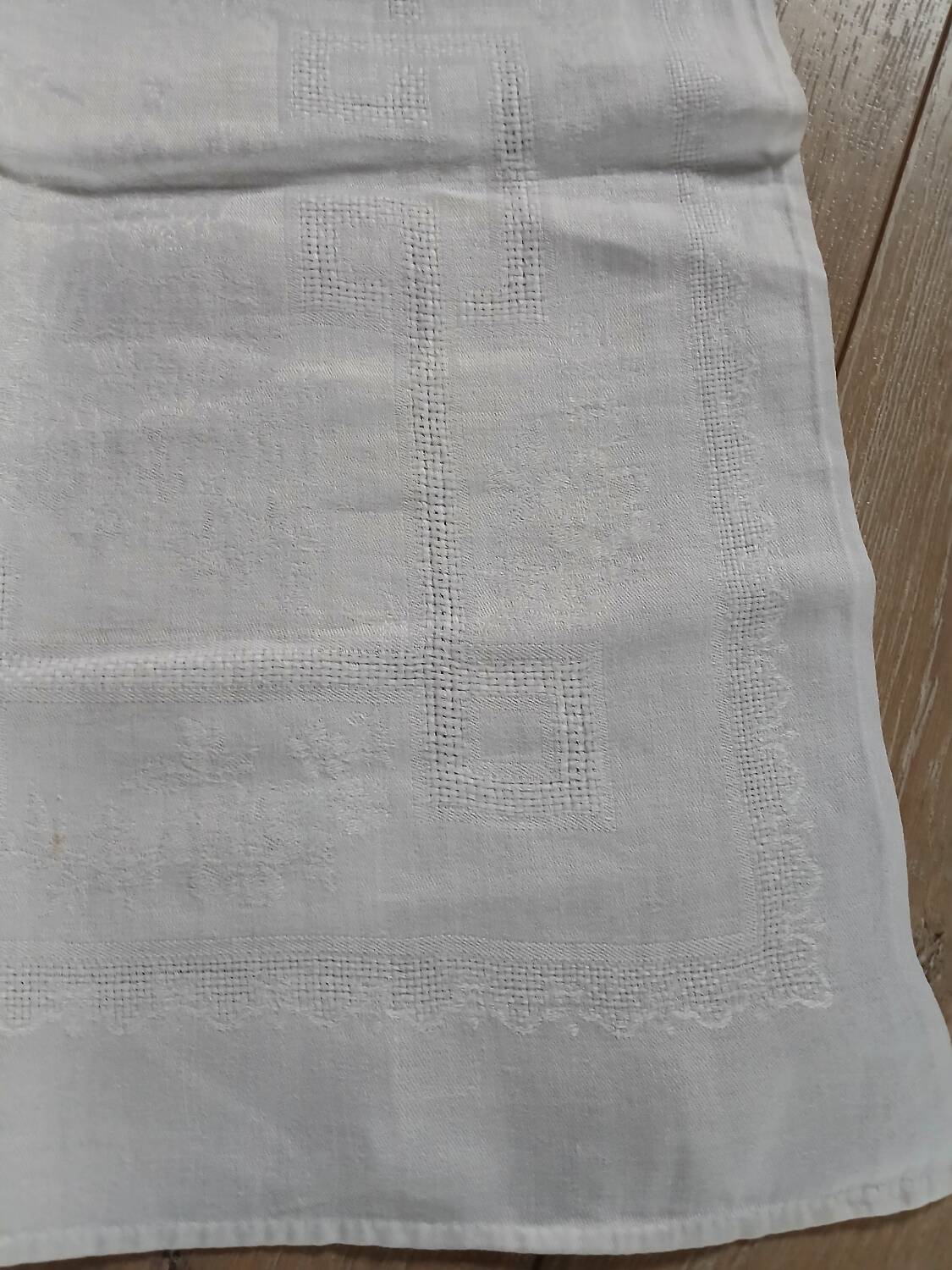3 small antique tablecloths with embroidered initials PB
