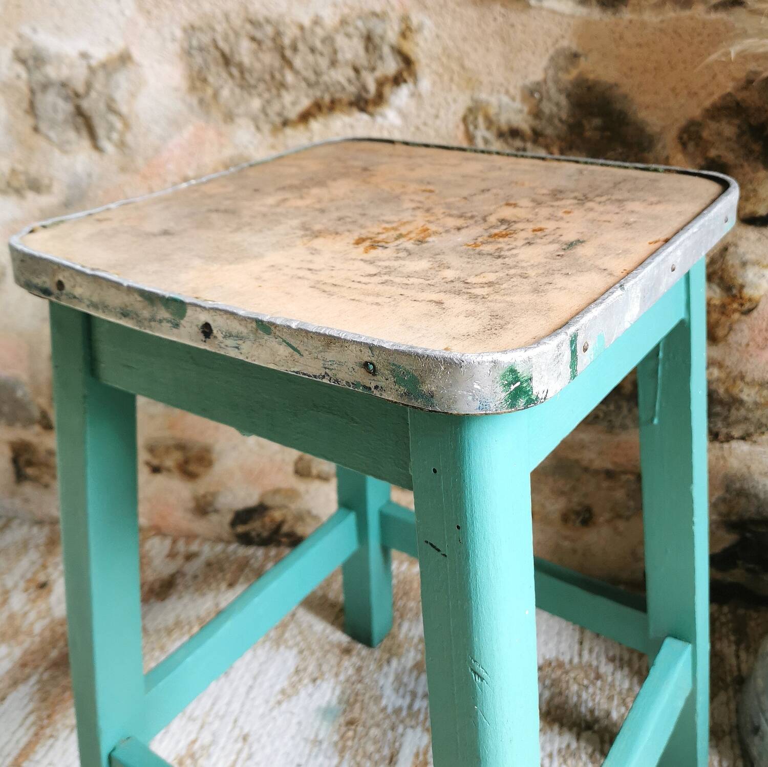 Vintage green stool, 1950s