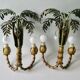 Pair of bamboo and palm sconces in metal