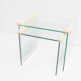 Tables gigage vintage en verre et travertin