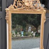 Old Large Golden Mirror With Louis XVI Style Pediment