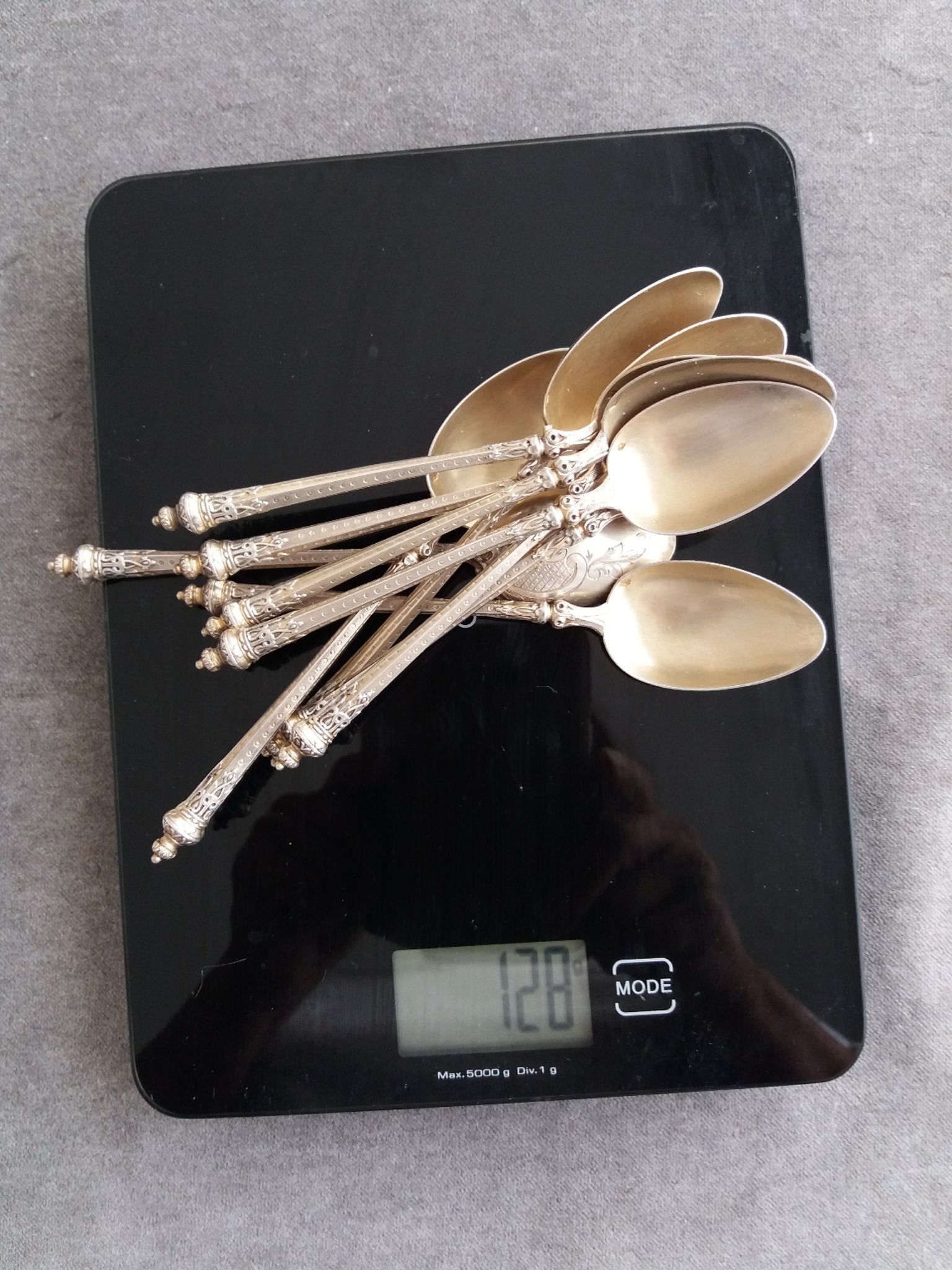 Series of 10 teaspoons in sterling silver vermilled in russian style