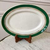 oval flat Digoin Sarreguemines model "Martine" green and golden 50s