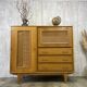 Vintage wood/wicker cabinet