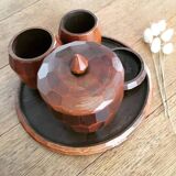 Wooden smoker service turned faceted circa 1930