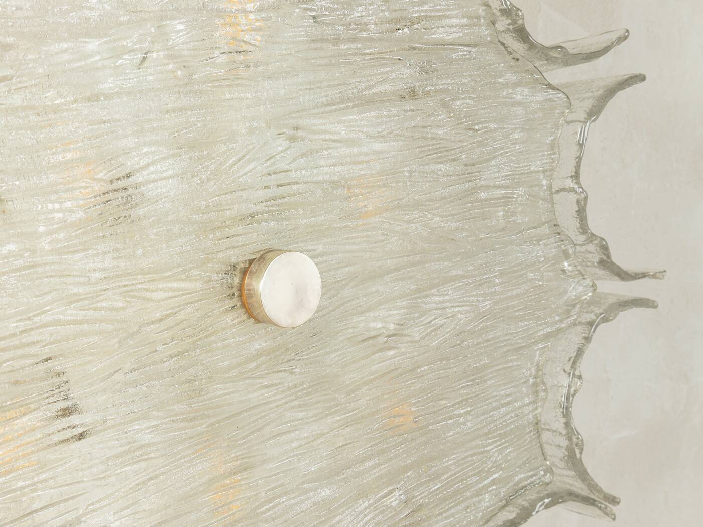 Wall and ceiling lamp Kaiser Leuchten 1970s ice glass