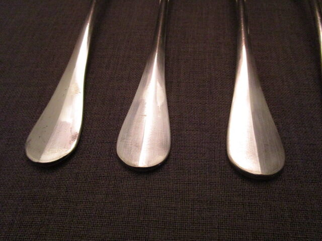 Set of 6 old silver metal spoons mismatched