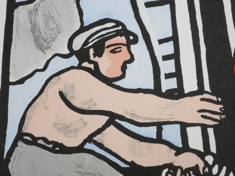 Fernand Léger : Les constructeurs saluant, lithographie signée