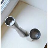 Pair of vintage brushed metal candlesticks