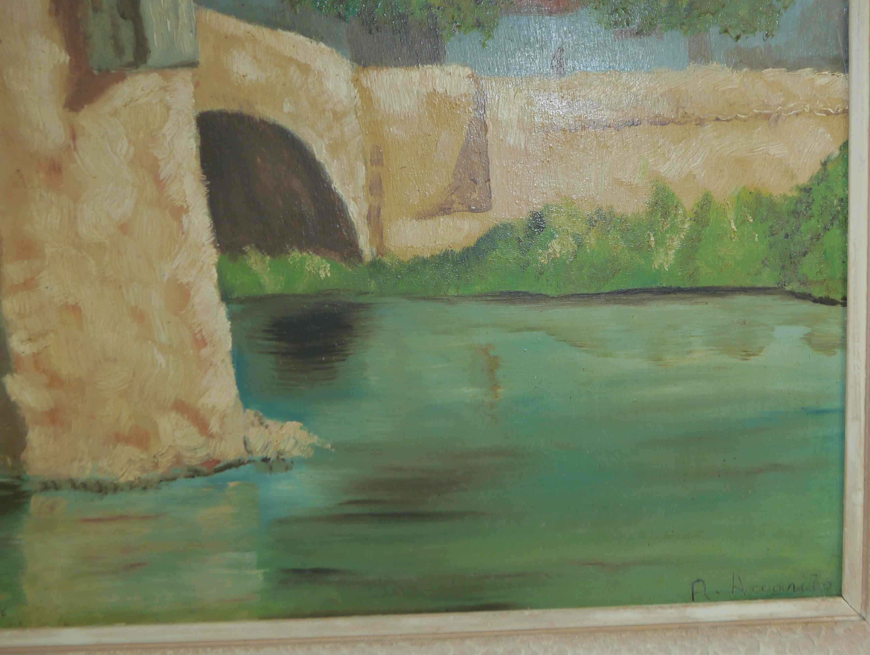 Oil painting on wood by R Accaries
