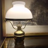Brass gold and opaline table lamp