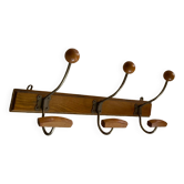 Porte manteau mural Art Déco en bois et métal époque début XXe