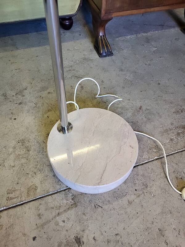 stainless steel and marble arc floor lamp