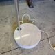 stainless steel and marble arc floor lamp