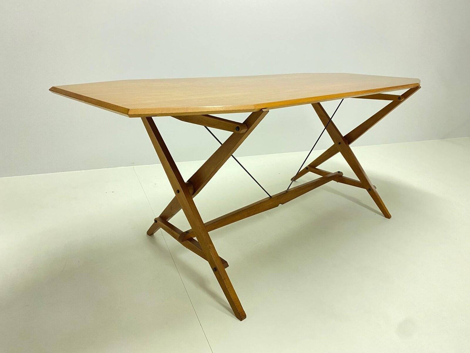 Table à manger Tl2 Cavalletto en frêne par Franco Albini pour Poggi, 1950