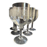 6 Large glasses 1/2 guilloché crystal – Art Nouveau