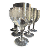 6 Large glasses 1/2 guilloché crystal – Art Nouveau