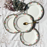 4 Digoin opaque porcelain plates with floral pattern "3984"