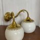 Paire d’appliques laiton et opaline vintage
