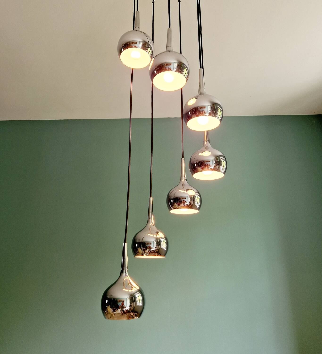 Large waterfall chandelier, design Hans-Agne Jakobsson, 1960-70