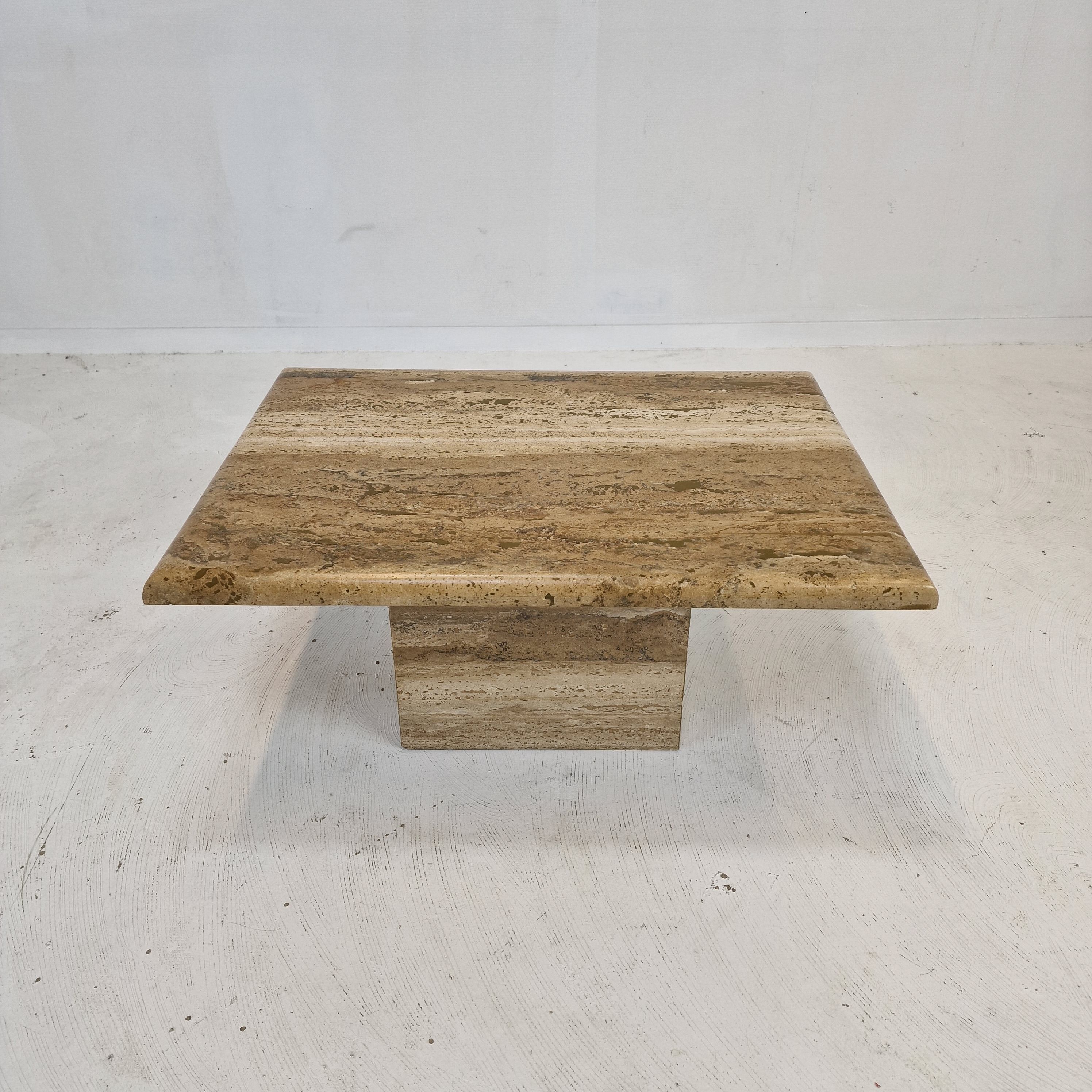 Italian coffee or side table in travertine, 1980s
