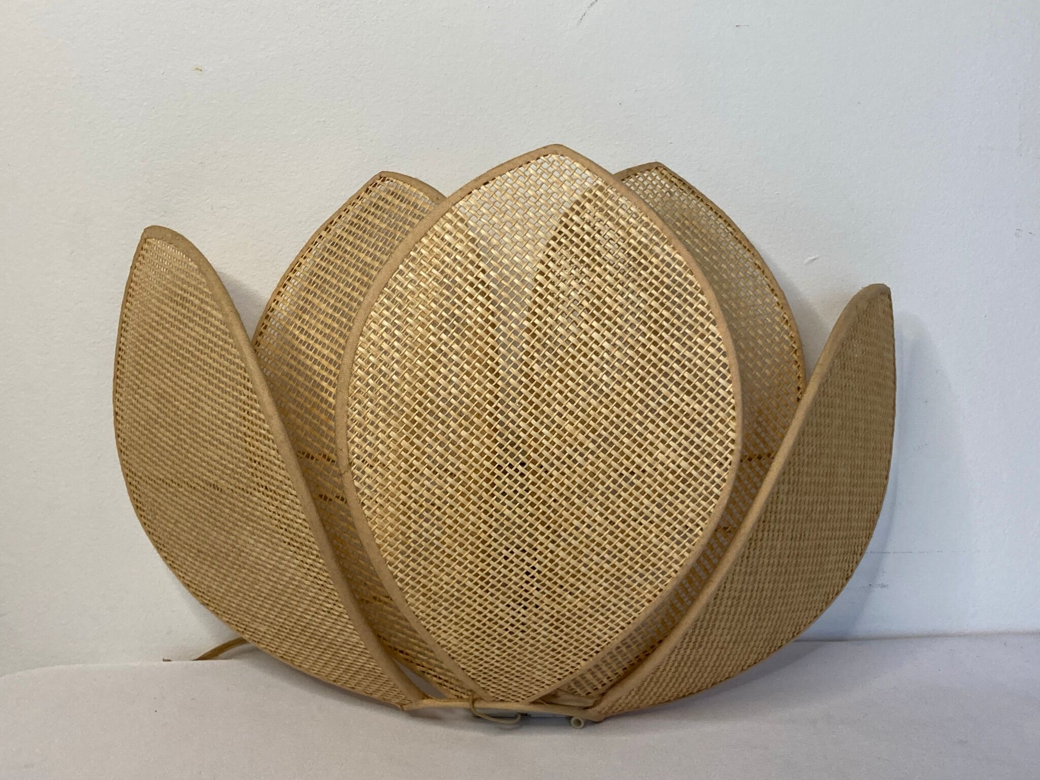 Vintage lamp wall lamp flower lotus cannage XXth